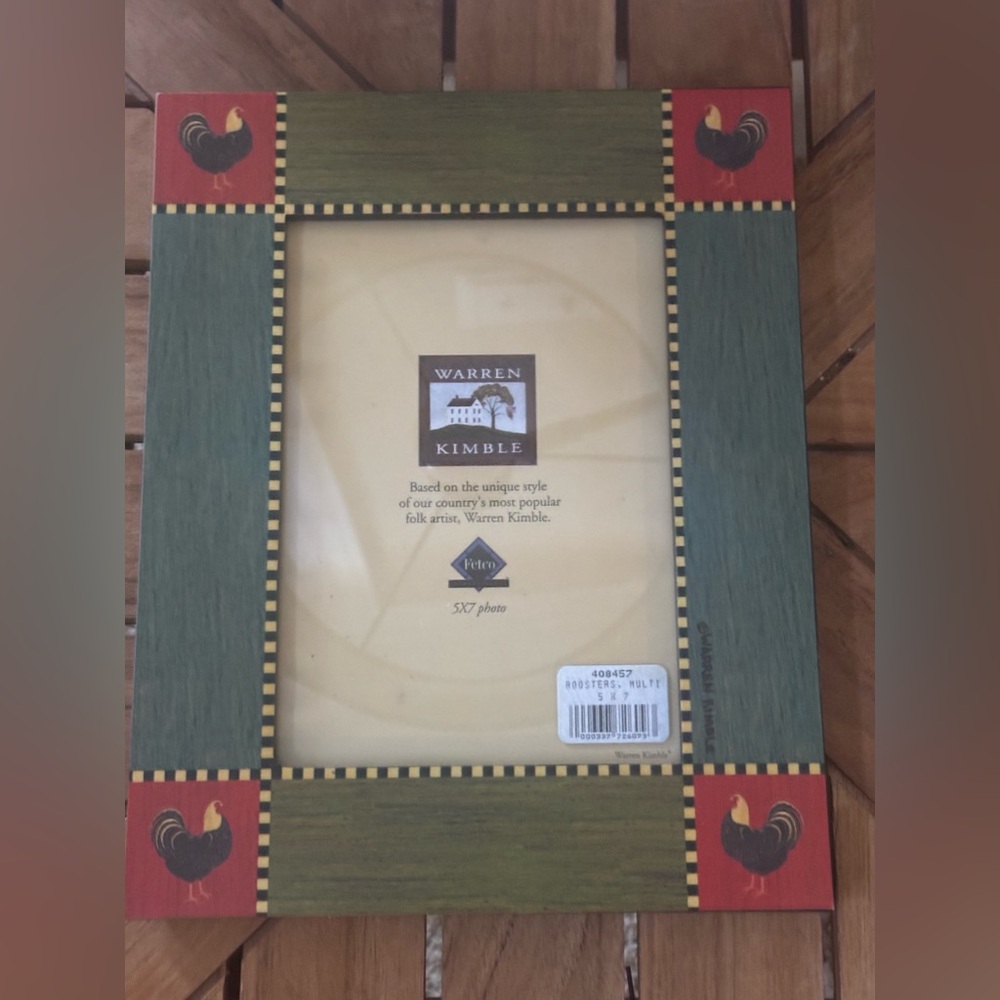 NOS Warren Kimble Rustic Rooster Picture Frame 5”x7” Vintage
